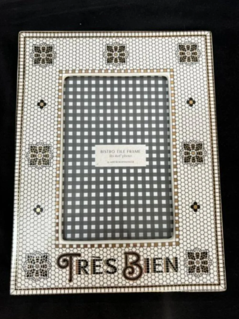 Anthropologie The Bistro Tile Stoneware Frame with 24k Gold Decals – 4 x 6 - NEW